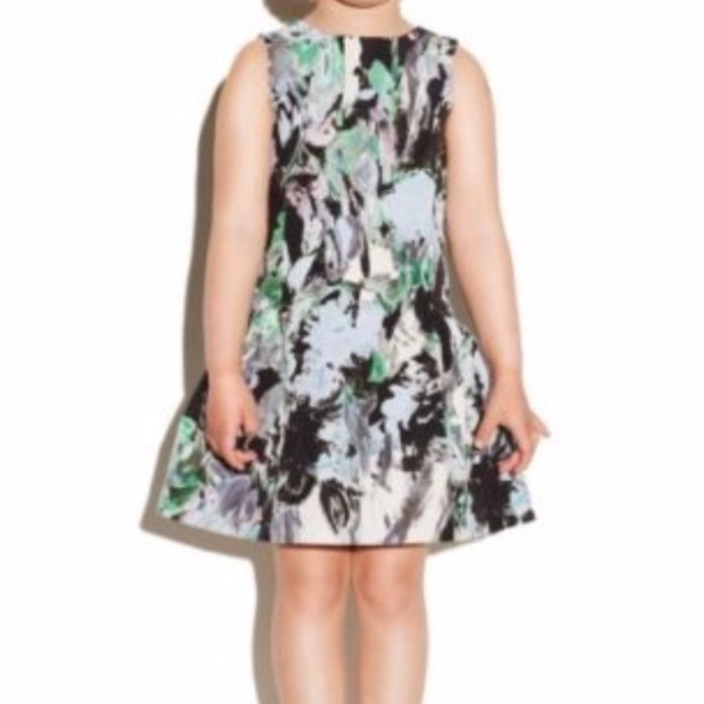 Milly Minis‎ Painted Floral Party Dress Pleated Size 6 EUC Bow